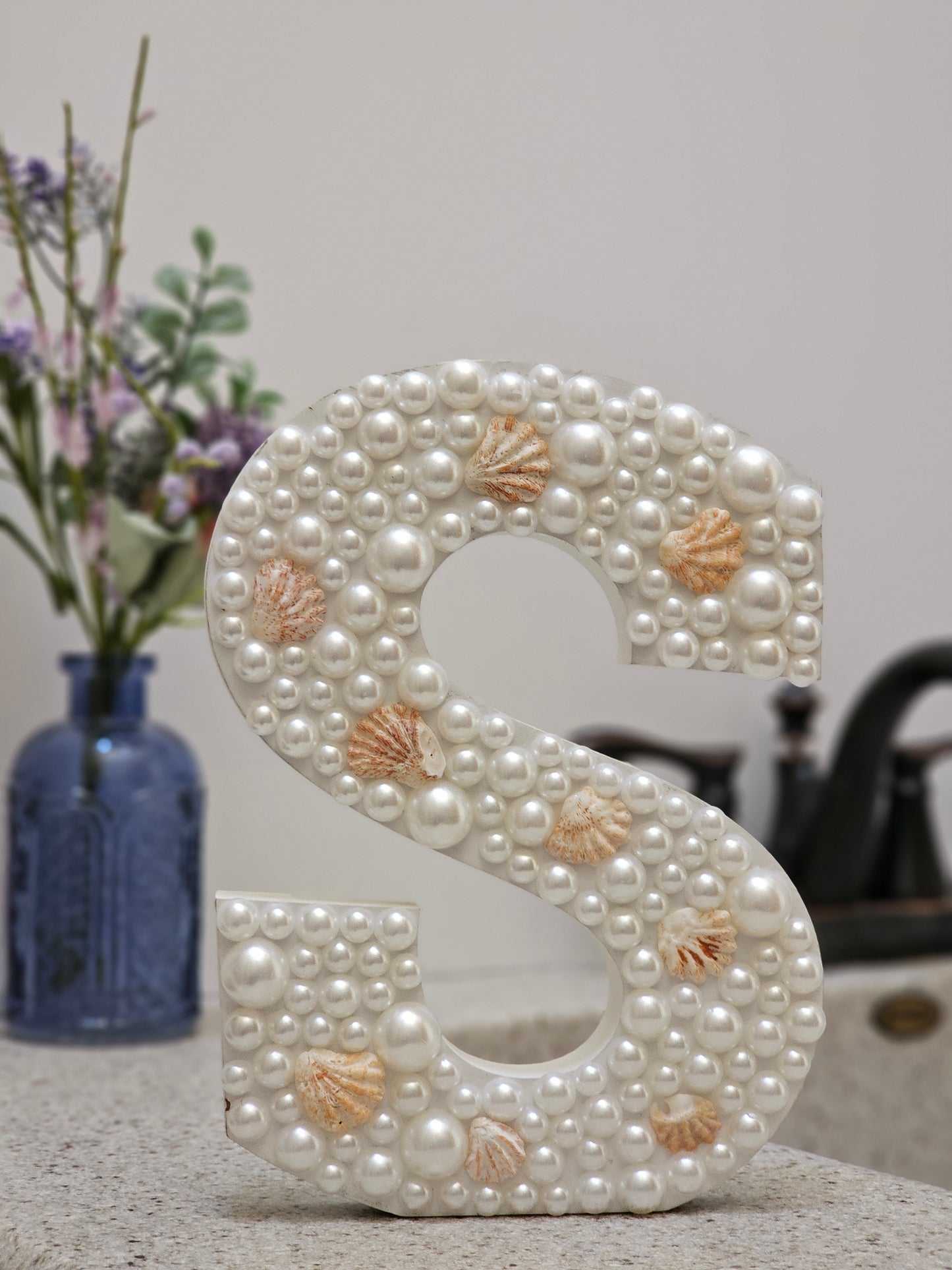 Pearl and Seashell Letter Wall Hanging Home Decor