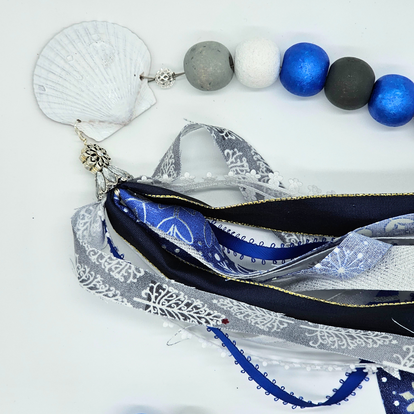 Boho Blue and Silver Winter Seashell Garland